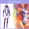 Mono de Cosplay Starfire de Teen Titans Disfraz de Halloween para Adultos Niños Tejido Elástico Transpirable Estampado 3D