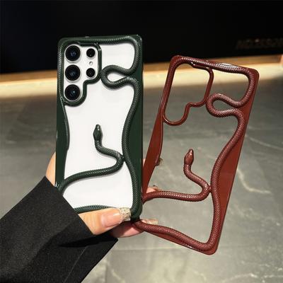 3D Snake Design Hollow Phone Cover For Samsung S25 Ultra S24 S23 FE S22 A56 A36 A16 A06 A55 A26 A15 Plating Shockproof Soft Silicone Bumper Case