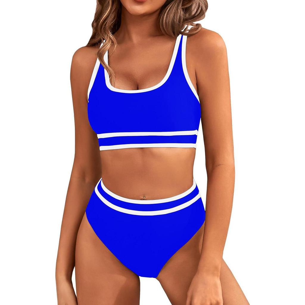 European and American Sexy Solid Color Split Bikini Swimwear for Women