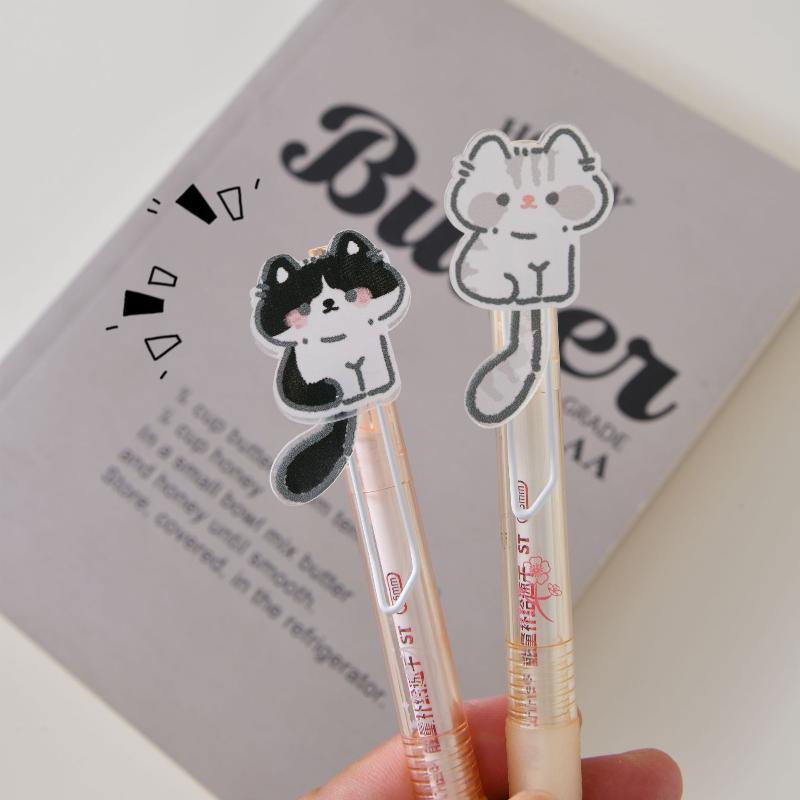 1/4 Stück Niedliche Katze mit wedelndem Schwanz Gelstift Cartoon Automatischer Stift Schwarz Kawaii Neutraler Stift Studien-Schreibwaren Schulbedarf Geschenke