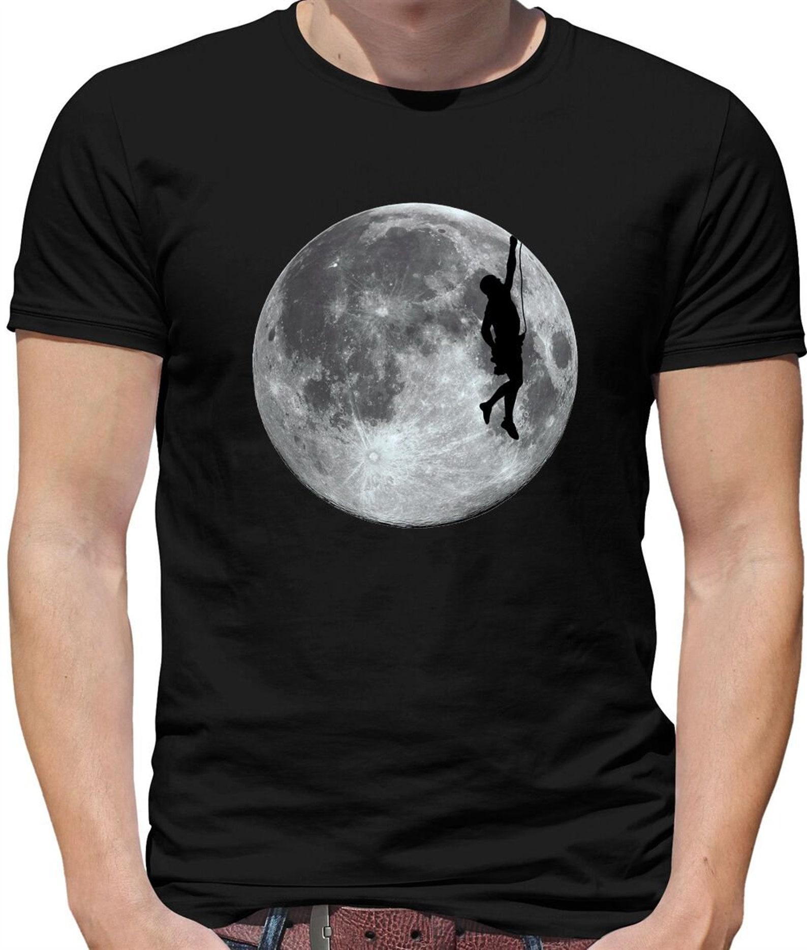 Rock Climbing Moon - Mens Womens Kids T-Shirt - Silhouette funny climber fan love mountain gift present birthday 2XL