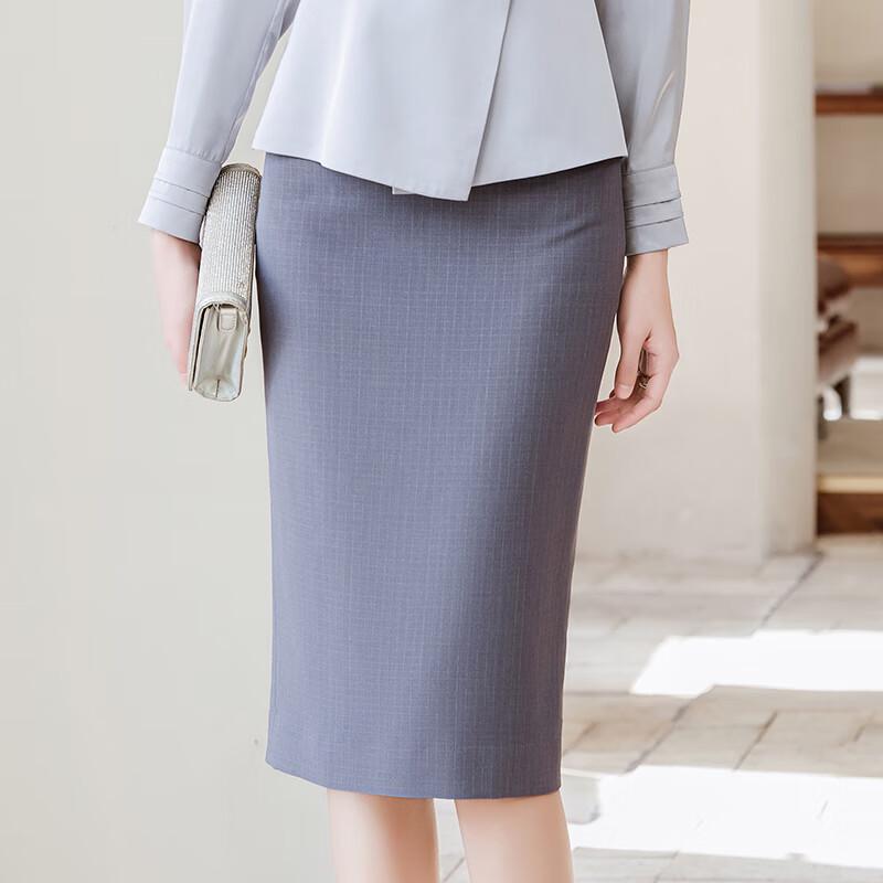 

Treloman Women s Grey Plaid Professional Midi Skirt 3XL