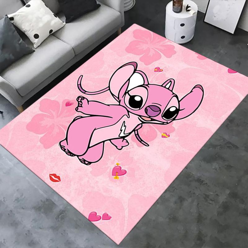 Office Rug Stitch, Pink theme 3D Printed Anti-Slip Rug-Machine Washable for Living Room