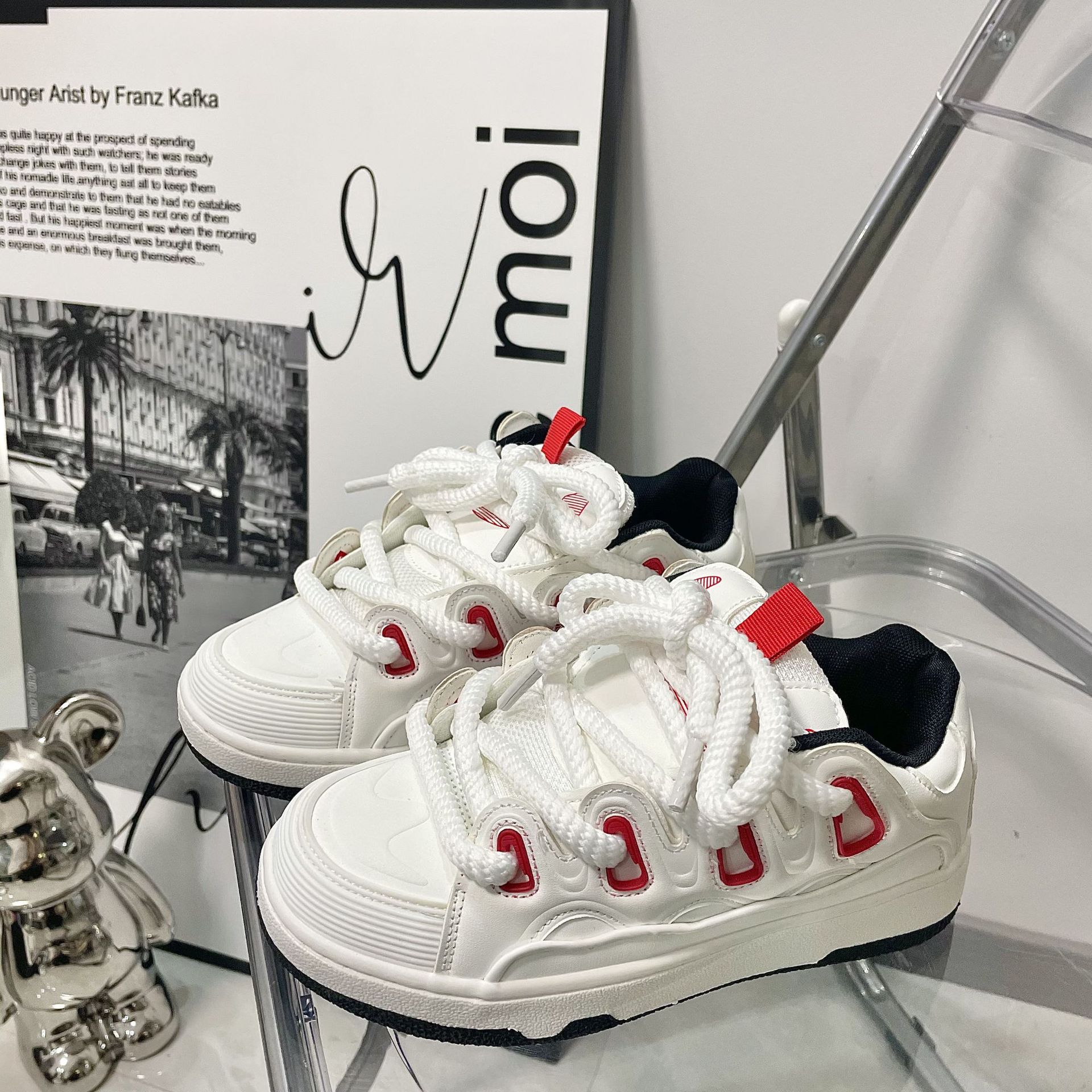 

Мода Мода Низькі Кеди Чоловічі Товста Підошва Вінтажні Кросівки Жіночі Легке Спортивне Взуття для Чоловіків Жіноче Взуття 39 червоний