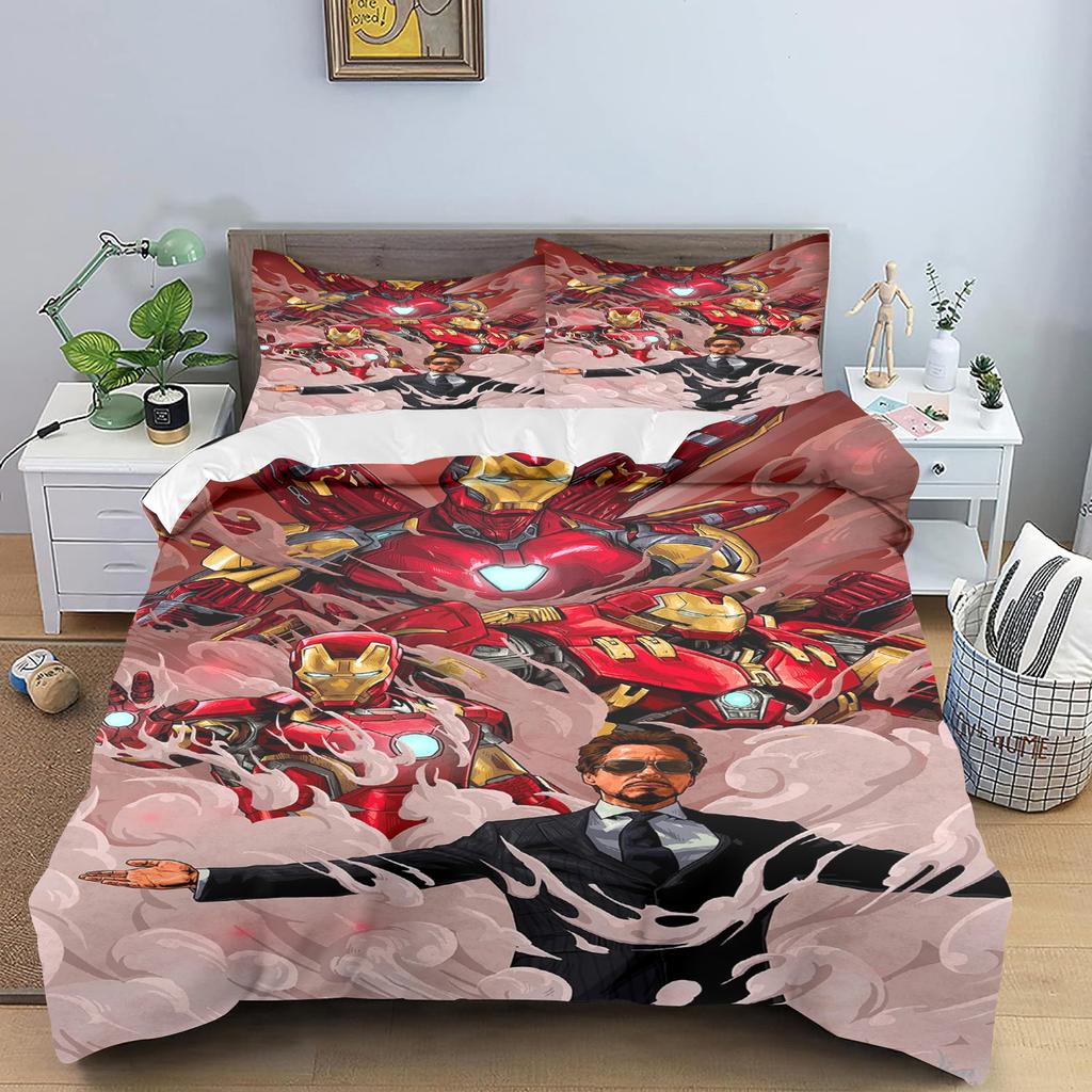 Iron Man Kuromi Povlečení pro děti Královská velikost Luxusní povlak 100% Polyester 3dílné Vánoční dárky Domácí dekorace