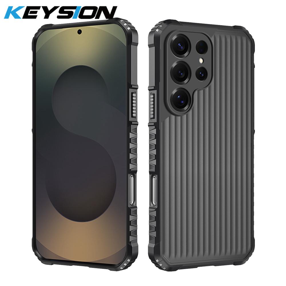 KEYSION Wytrzymałe, odporne na wstrząsy etui na telefon Samsung S23 S24 S25 Ultra Silikon+PC Półprzezroczysta matowa osłona dla Galaxy S25 S21 FE