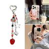 Strawberry Cellphone Chain Colorful Beaded Keychain Handmade Detachable Phone Lanyard Pendant Ornament for Wallet Bag