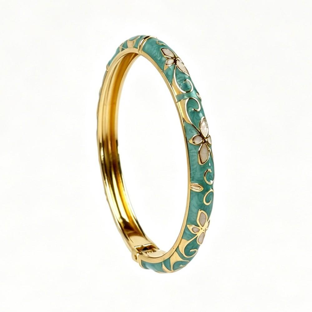 Enamel Vintage Cloisonne Bangle Traditional Women's Hand Bracelet Vintage Flower Bangle  Girls