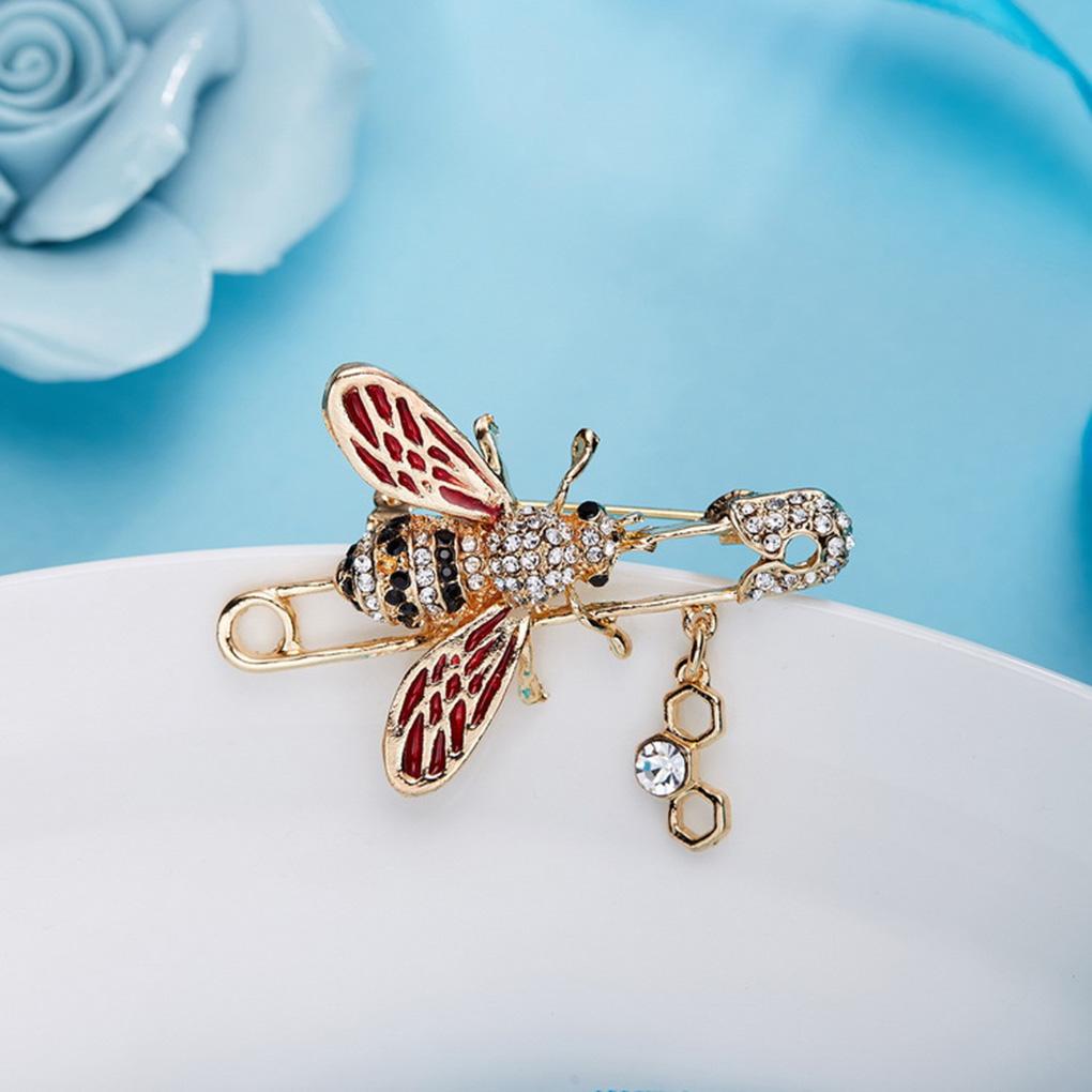 Insect Rhinestone Brooch Shining Bee Shaped Oil-dripping Badge Collar Pin Clothes Scarf Decor BC18Y0461-1