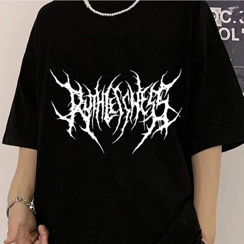 

Женская футболка Летняя Панк Стиль Y2K Принт Винтажная Футболка с О-образным вырезом Крутая Футболка с коротким рукавом Уличная Футболка Мягкая Дышащая Футболка Одежда 4XL