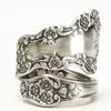 Vintage Silver Color Carving Lotus Flower Spoon Rings for Women Creativity Wedding Engagement Party Jewelry Gift