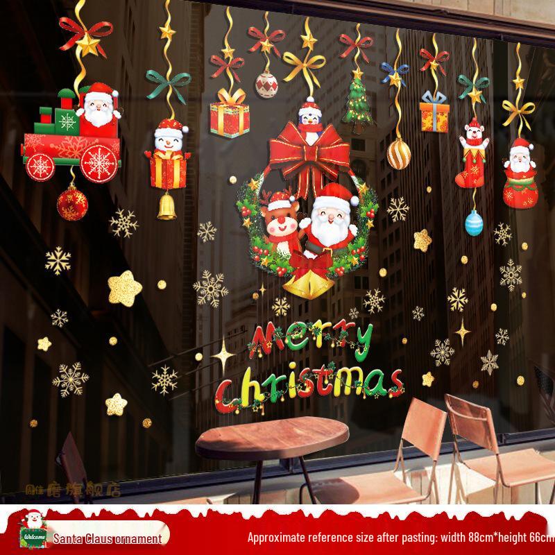 Santa Claus Christmas Window Clings - Tree, Door Stickers & Ornament Decor