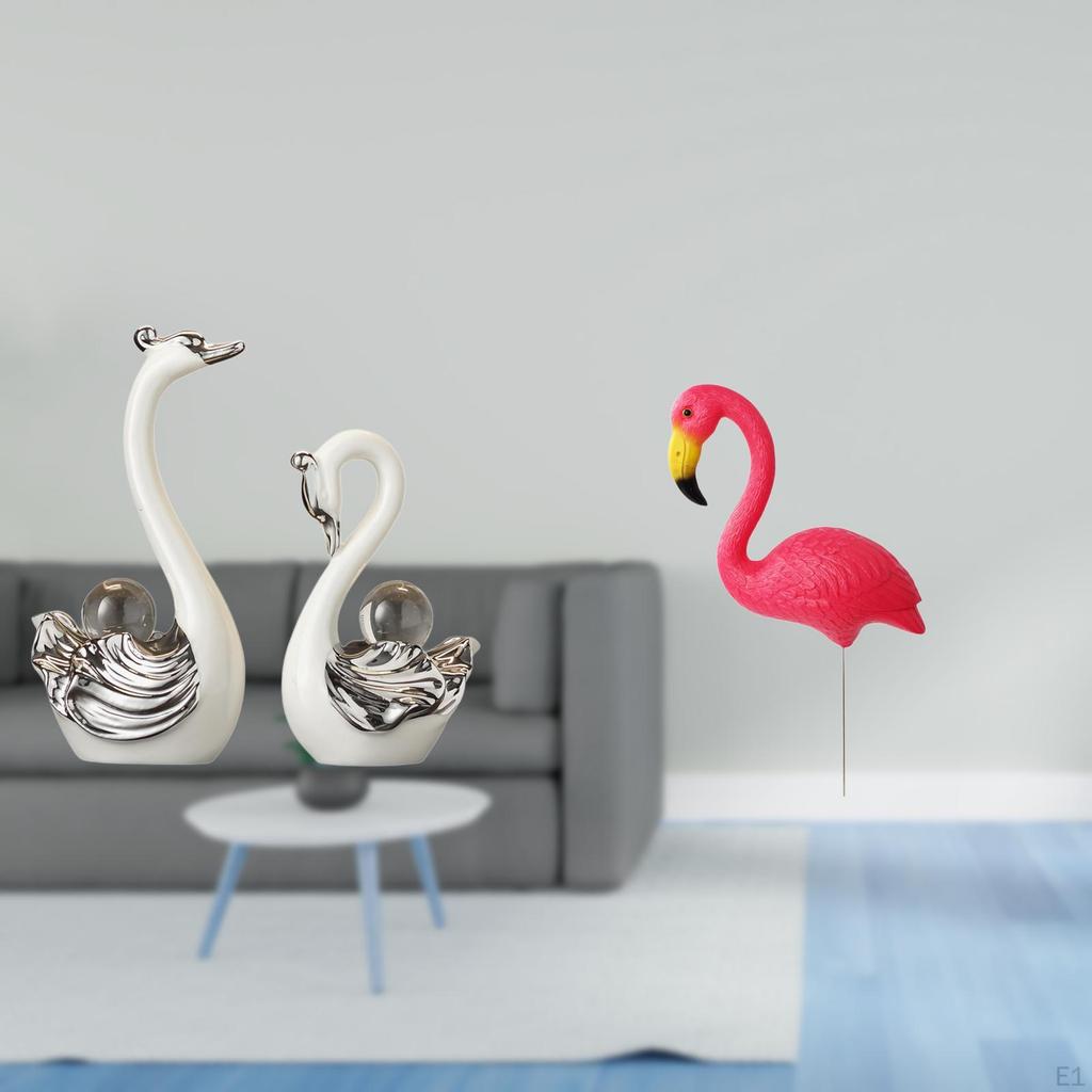 Porcelain Swan And Flamingo Figurine Collection for Living Room Bedroom Desktop Fireplace Yard Art