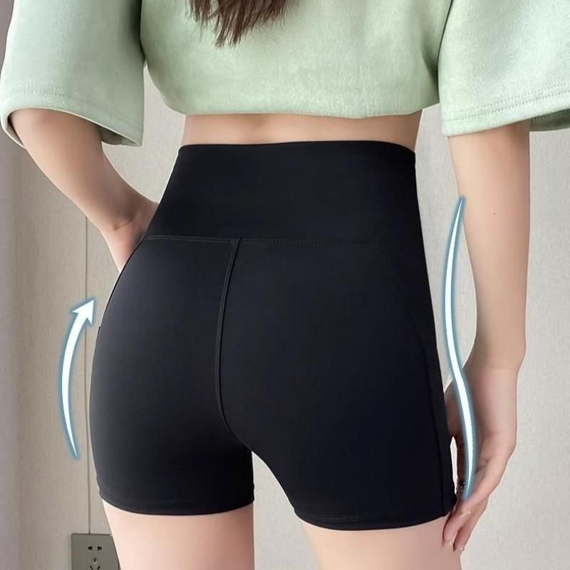 Women's High Waisted Slimming Yoga Shorts Built-in Pockets Tight Fitting Bottom Safety Pants Shark Pants Sports Fitness Shorts With Pocket