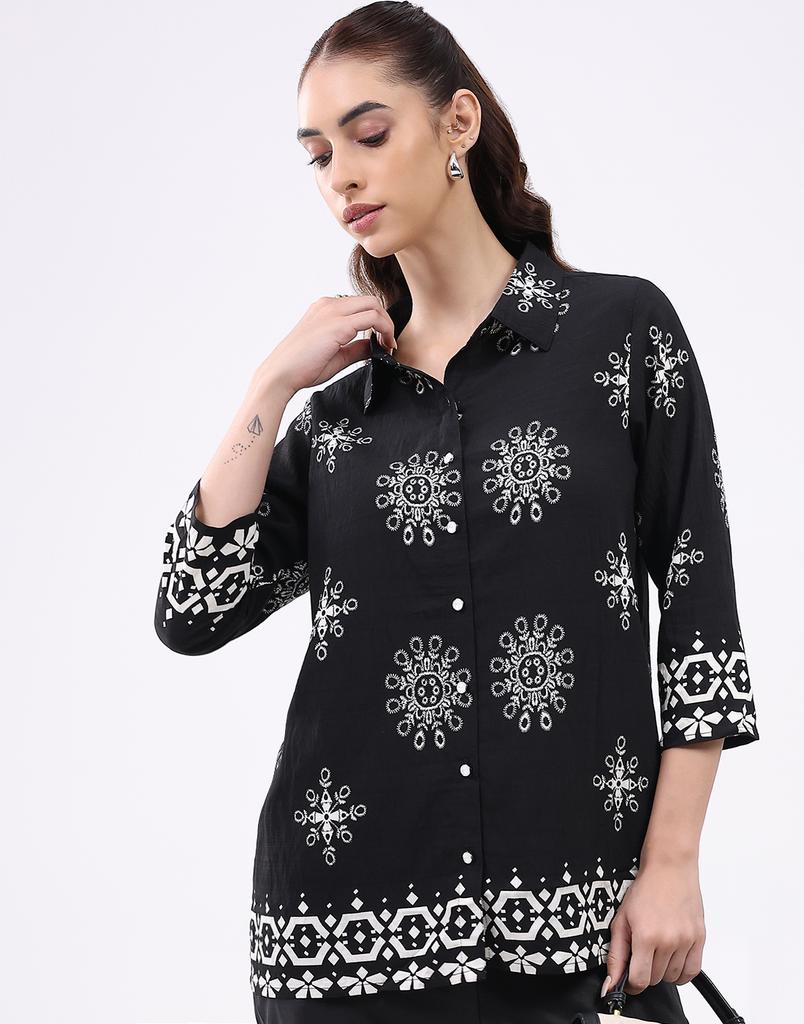 Monte Carlo Women Collar Neck Three-Quarter Sleeves Coordinate Set