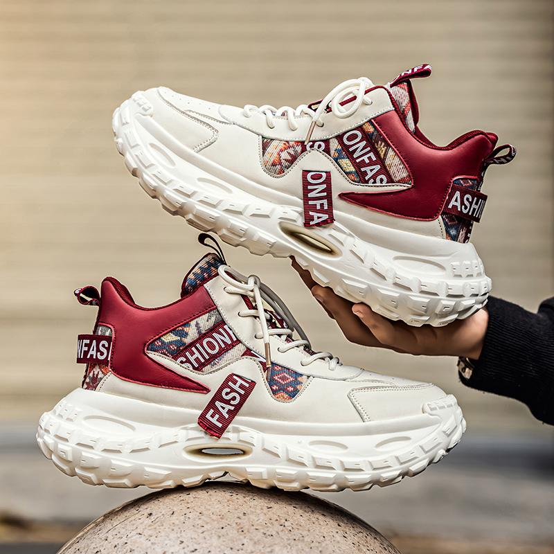 Fastion Chunky Sports Shoes Men Breathable Retro Sneakers Plus Size 39-45 Casual Walking Shoes Thick Sole Height-increasing