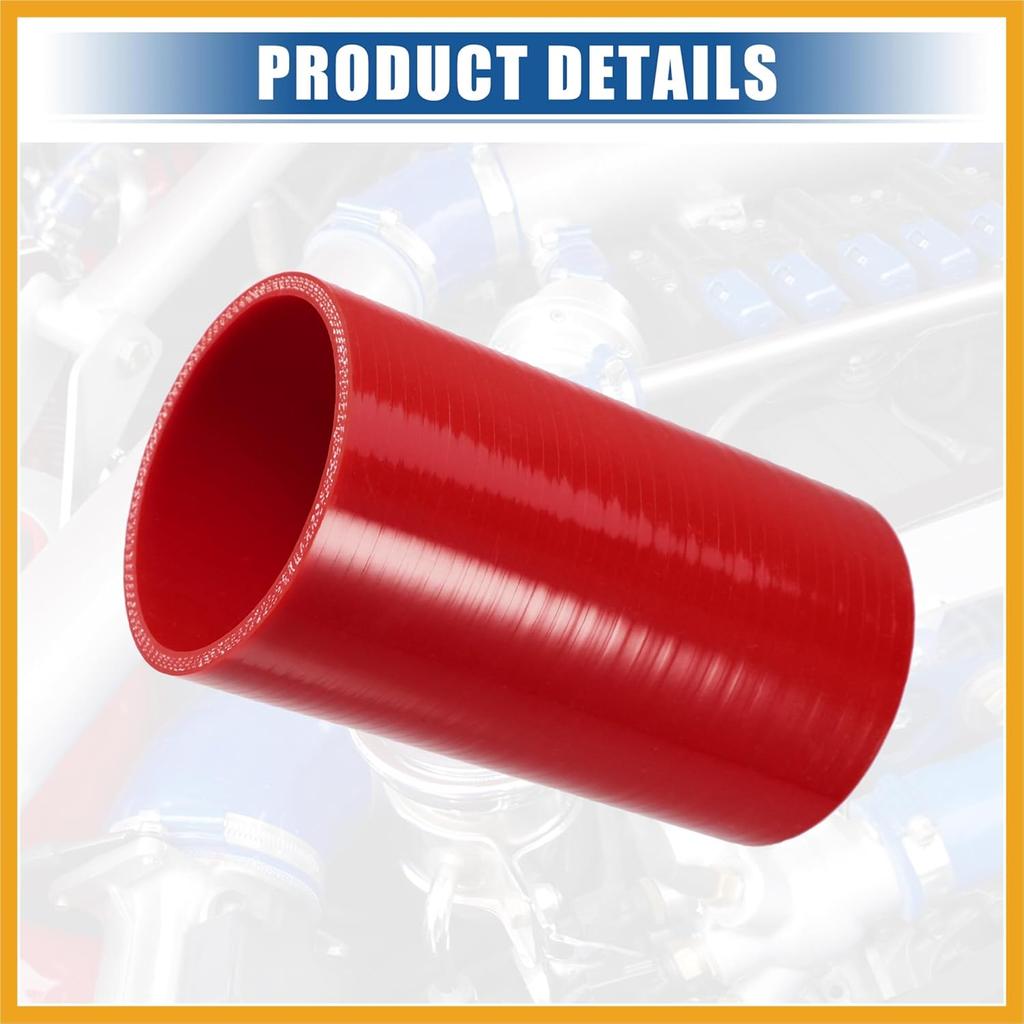 3" ID 6" Length 4-Ply Reinforced High Temp Straight Coupler Silicone Reducer Hose Red for Car Intercooler Intake Piping Replacement