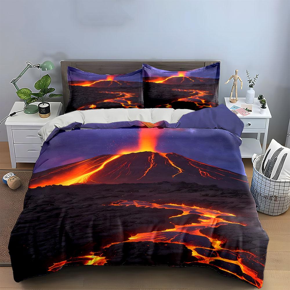 Erupting Volcano and Lava. Bedding Sets Duvet Cover Sets Duvet Covers Pillowcases(1*Duvet Cover 2*Pillowcases Without Duvet Insert)