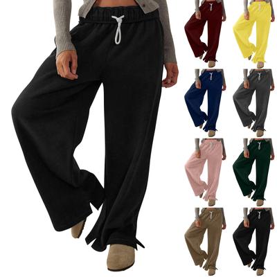 Women's Casual Pants Solid Color Loose Elastic Belt Pocket Sports Sweatpants