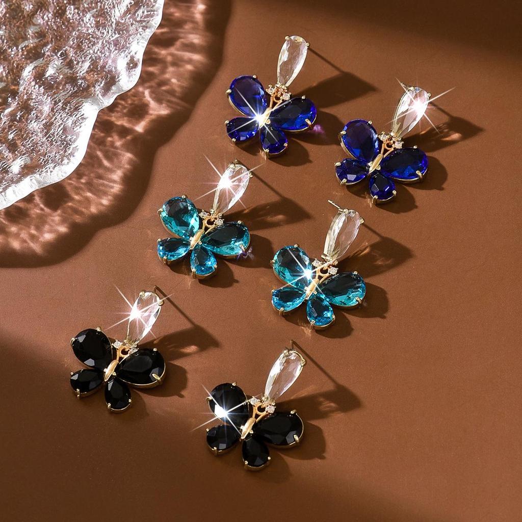 TEMU Rhinestone Butterfly Earrings - Elegant & Fashionable for All Occasions