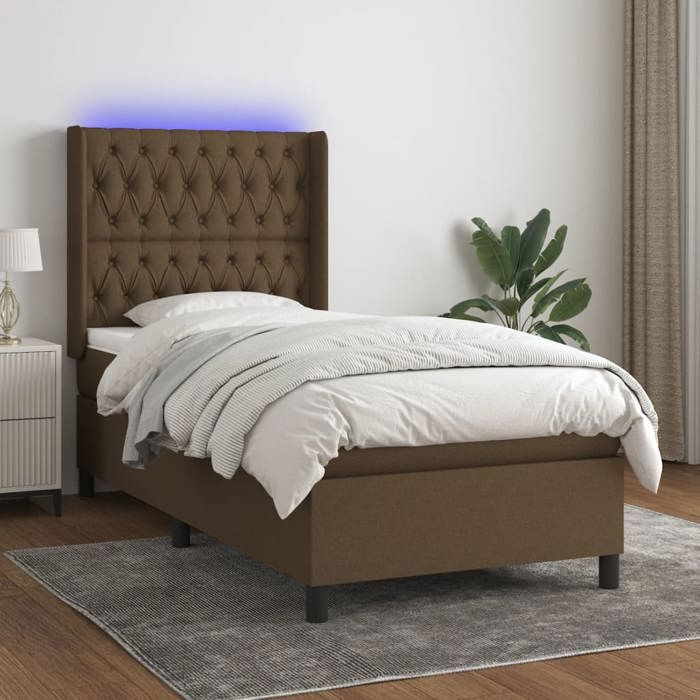 VidaXL Slat Bed Base with Mattress and LED, Upholstered Bed, Single Bed, Adult Bed for Indoor Bedroom, 3138528