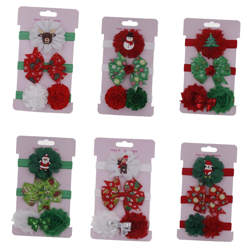 3-Piece Children Girl Hair Band Sets Xmas Headband Simple Kids Hair Ribbon Bowknot Christmas Hair Accessories