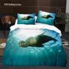 Sea Lion Duvet Cover King Queen Size Lovely Ocean Animals Bedding Set For Kids Boys Girls Blue Sea Beach Polyester Quilt Cover