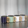 Double-layer stainless steel cup, beech handle cup, heat-insulated 304 mug, random water cup with wooden lid for gifts