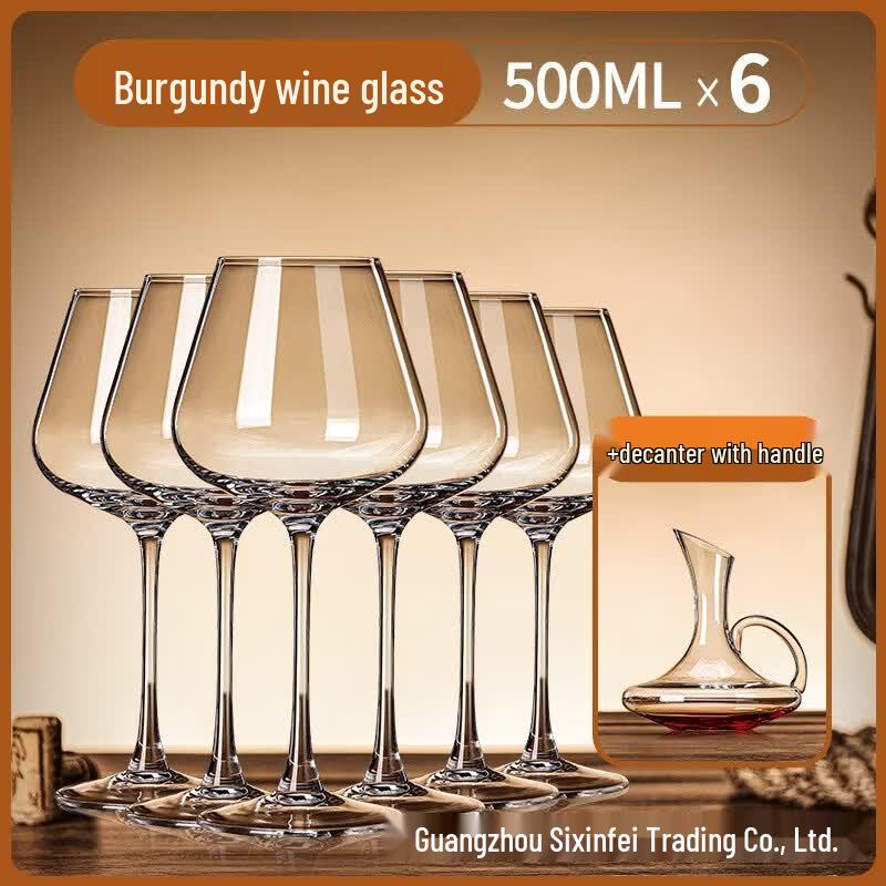 MDNG 500ML Crystal Wine Glasses with Handled Decanter Set