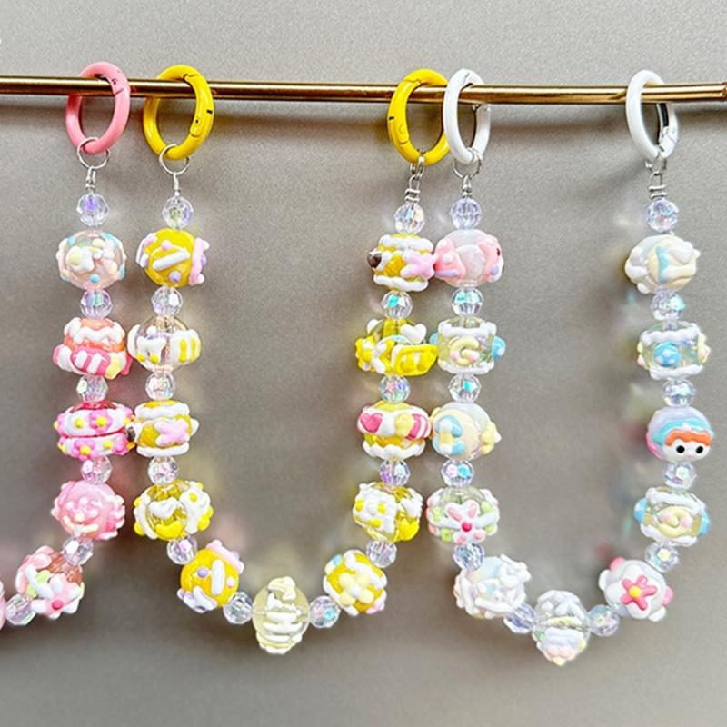 Eleganter handgefertigter Perlen-Schlüsselanhänger-Anhänger Handy-Kettenriemen Mode Handyseil Damen Telefon-Lanyard Schmuck