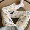 Korean Style Women's Cartoon Flannel Sleep Pants - Wearable Outdoors for Autumn and Winter 2025