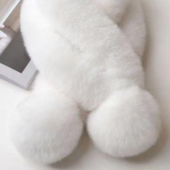 Women Winter Scarf with Wool Ball Decoration Solid Color Thickened Plush Warm Scarf Winter Outfits Accessories