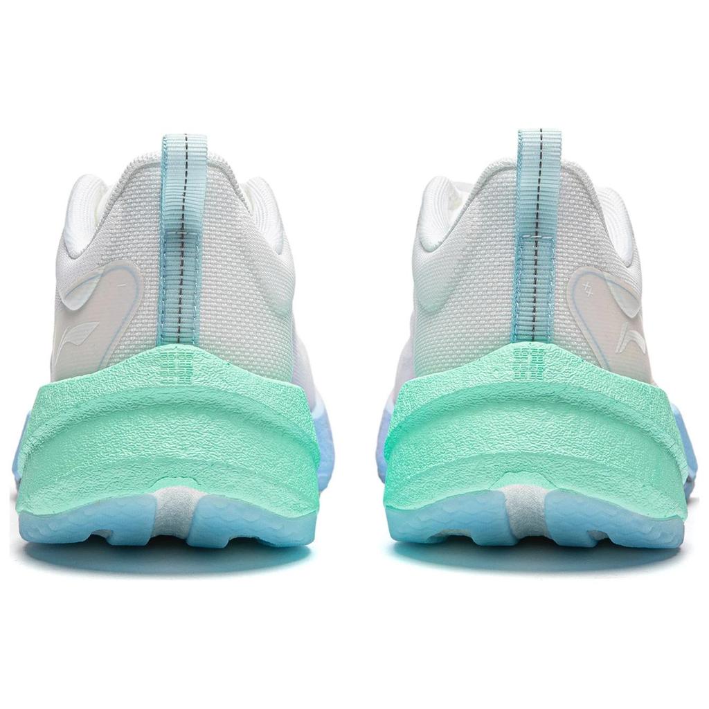 Li Ning Super Light 21 Cushioning Slip Resistant Abrasion Resistant Breathable Low top Running Shoes Women's White Blue ARBU002-9