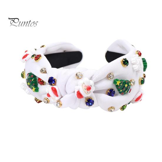 Vánoční čelenka Dámská čelenka s mini kamínky na vánoční stromeček Lehká slavnostní čelenka do vlasů pro večírky