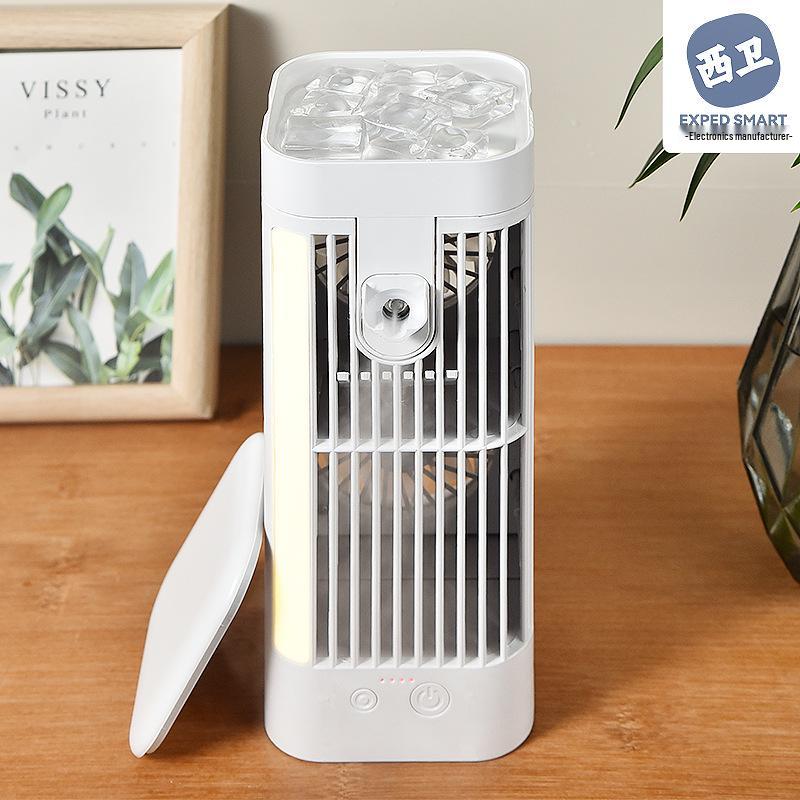 Portable Desktop Air Cooler with Night Light - Compact Household Electric Fan for Indoor Cooling and Humidification
