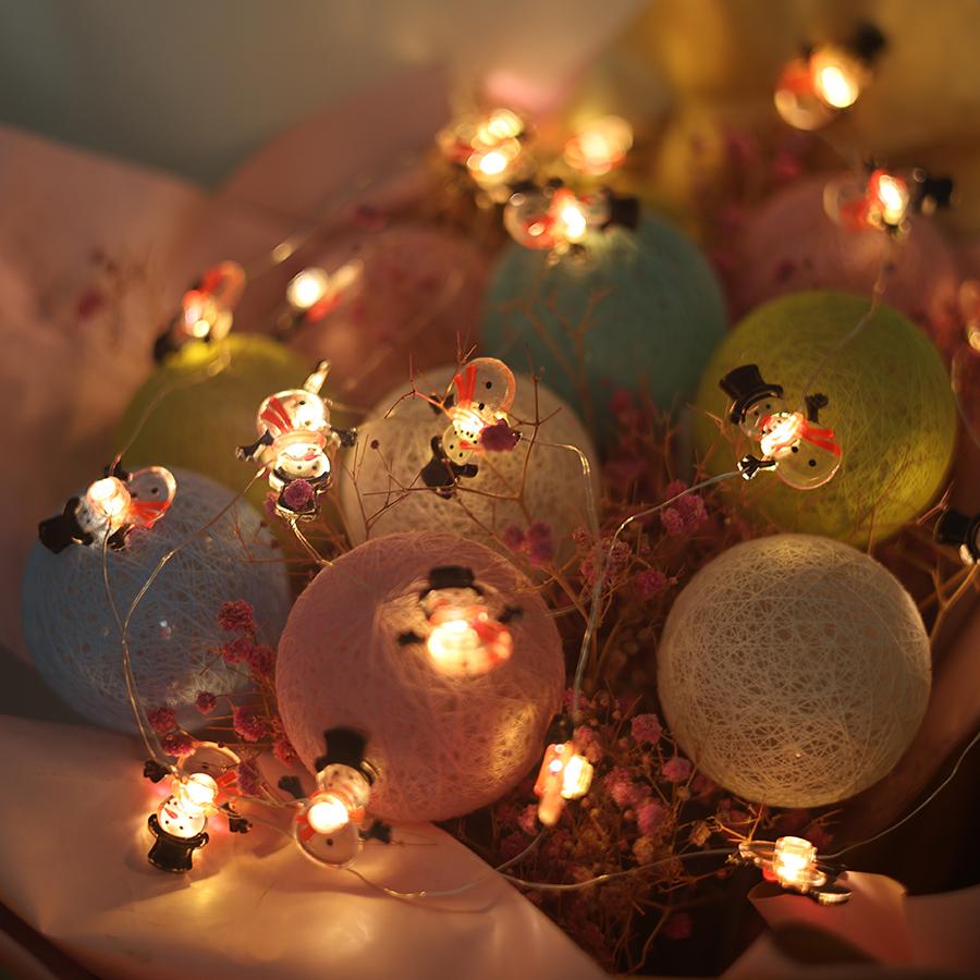 LED Christmas snowman pendant copper wire light string Christmas tree decoration scene atmosphere colorful lights