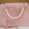 1Pc New Underarm Pearl Chain Premium Large Capacity Plush Versatile Handheld Shoulder Bag Student Plush Bag