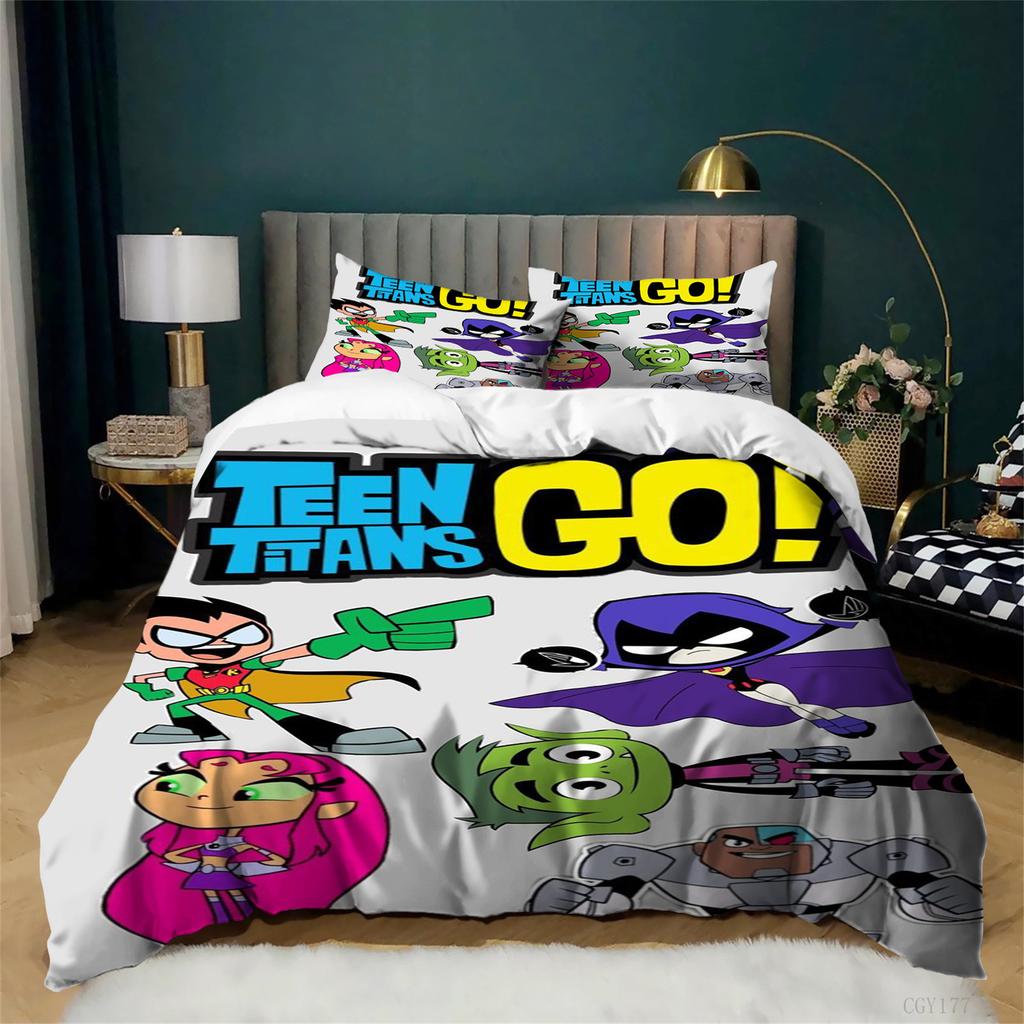 Teen Tita-Ns Go Duvet Cover Set Full Cozy Soft Lightweight Bedding Set All Season Comfortable Quilt Cover With Zipper