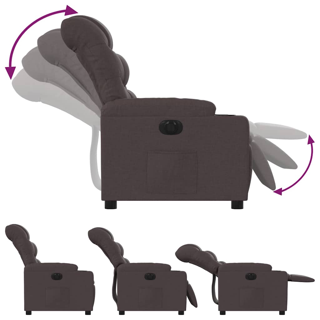 Electric Recliner Dark Brown Fabric