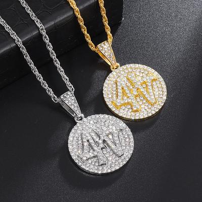 Big Wheel European and American Mens Pendant Necklace Full Diamond Electroplating Heavy Industry Micro Inlaid Zircon