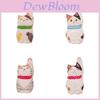 Wooden Lucky Cat Figurine Home Decor Gift For Office And Living Room