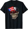 NEW LIMITED Cool Puerto Rican Skull With Puerto Rico Flag Gift Tee T-Shirt S-3XL