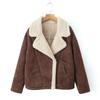 Veste d'agneau ample surdimensionnée à la mode d'hiver pour femmes, veste en laine à boutons à manches longues, veste rétro pour femmes
