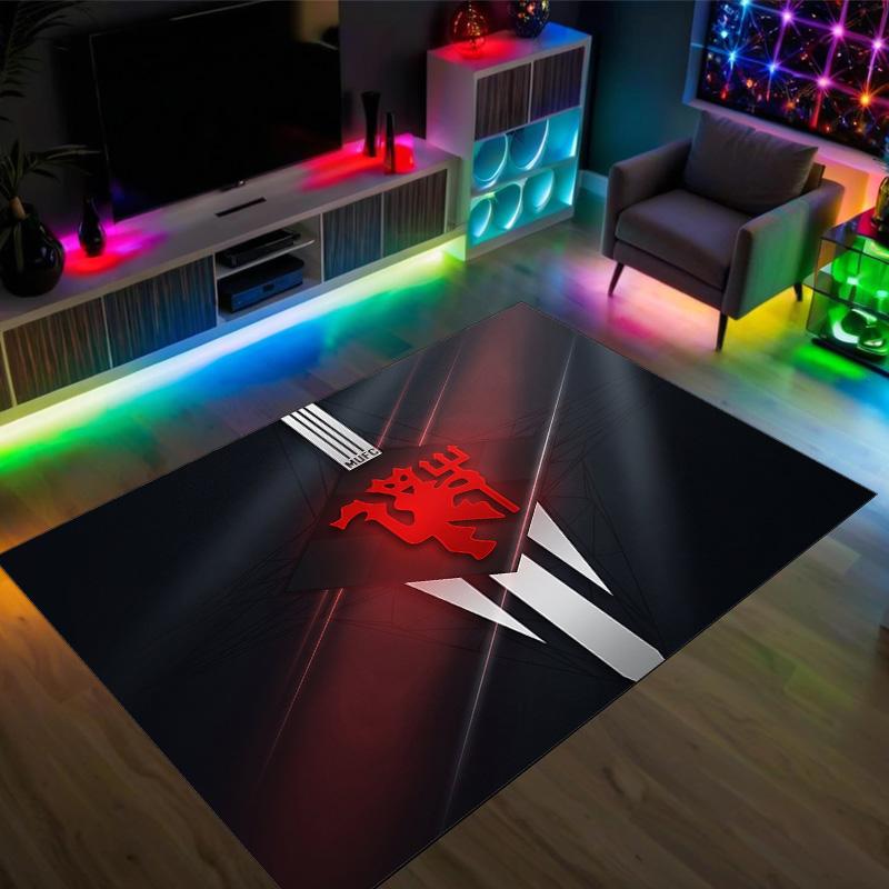 Manchester United FC Design Crystal Velvet Carpet Cozy Non?Slip Printed Rug For Bedroom Living Room Entrance