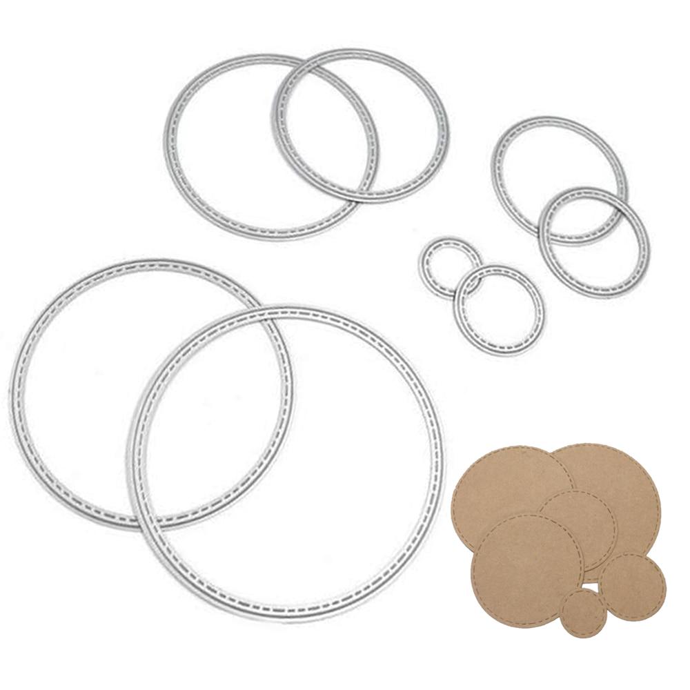 8Pcs Round Circle Cutting Dies Frame Metal Craft Die Cut Stencils Paper Card Decorative Embossing