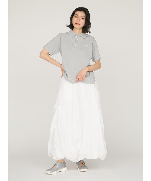 Emi Logo Knit Polo Free Size Top, 13WNT254051, Women's, LGRY,