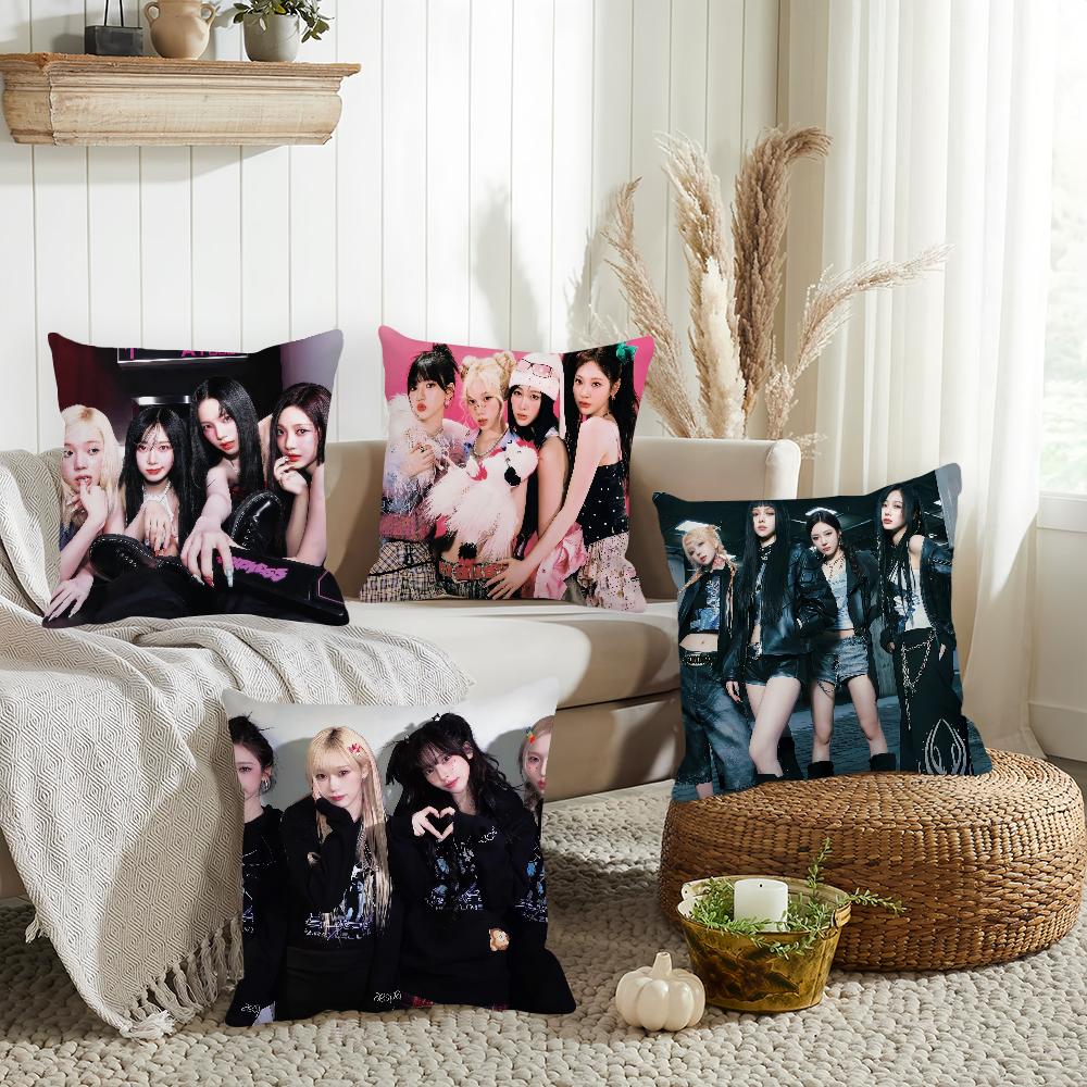Kpop Style A-Aespa Pillow Case Home Decoration Cushion Cover Suitable For Office Sofa Bedroom Car