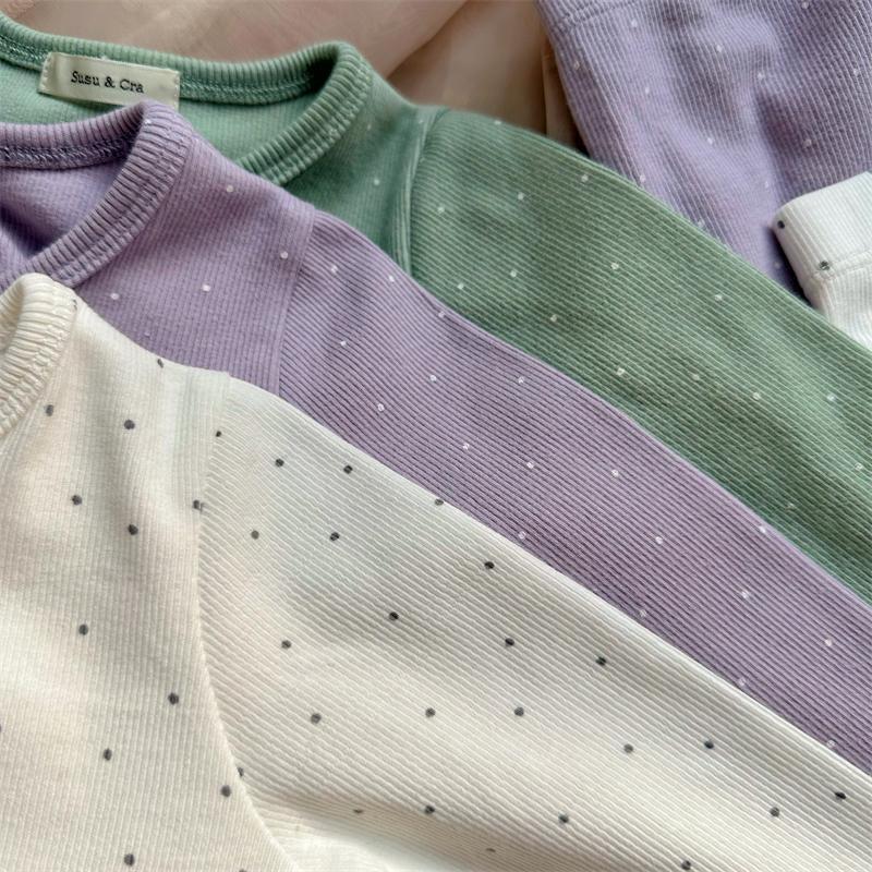 High-Elastic Polka Dot Kids' Long Johns Set - Comfortable 2-Piece Homewear