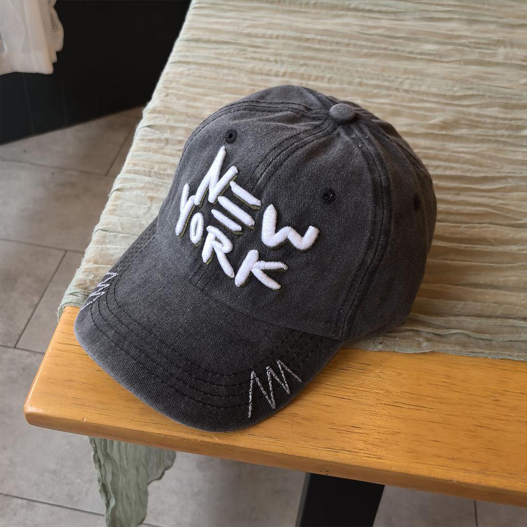 Retro Washed Cotton Baseball Hat For Women Men NEW YORK Embroidery Peaked Cap Outdoor Casual Adjustable Sun Hats