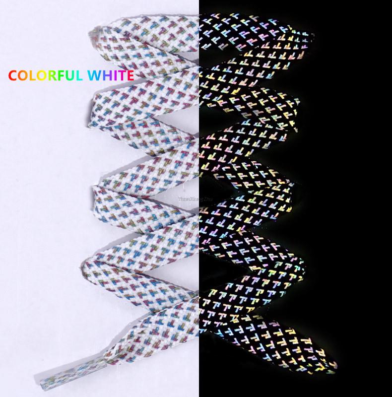 1 para odblaskowych sznurowadeł płaskie sznurowadła do sneakersów kolorowe odblaskowe sznurowadła świetlne sznurowadła 100/120/140/160CM sznurki